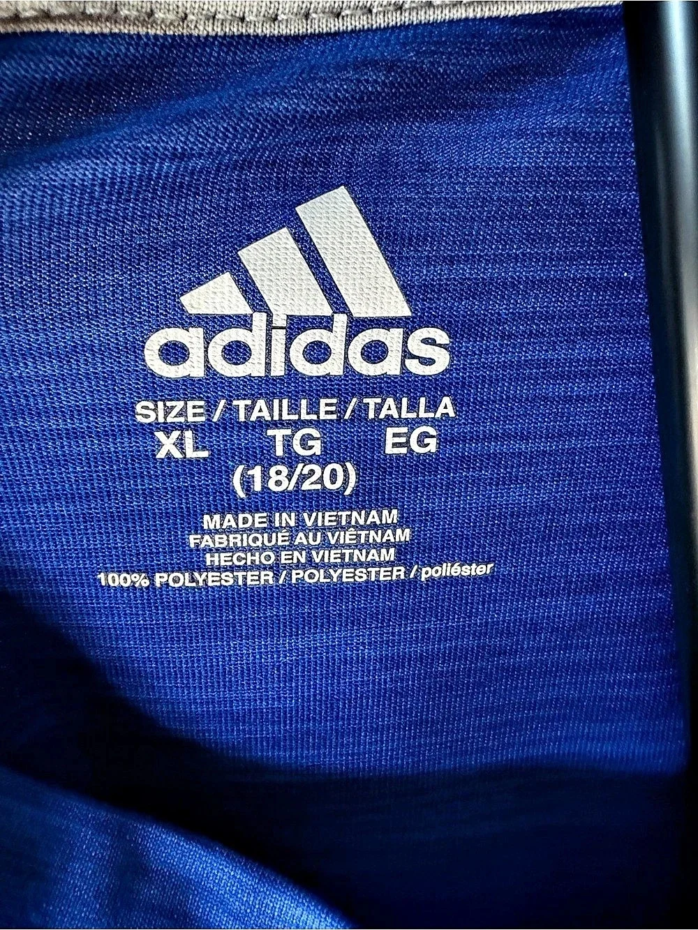 adidas Climalite Youth XL Short Sleeve Tee Blue & White XL